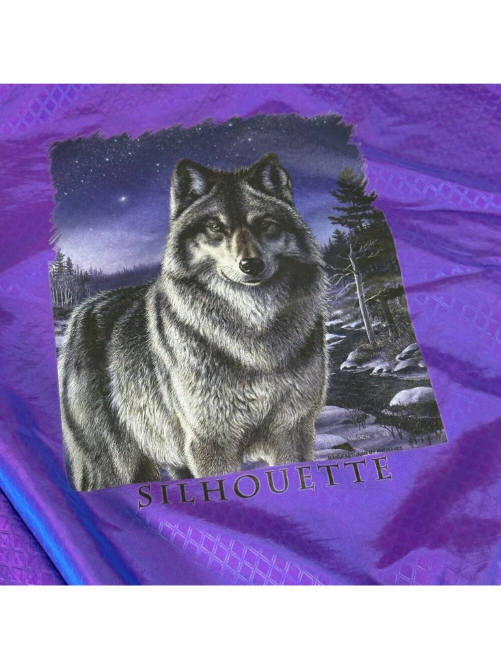 Vintage 90s SURF STYLE Nylon Windbreaker SILHOUETTE Wolf Series Quarter Zip - Picture 3 of 7